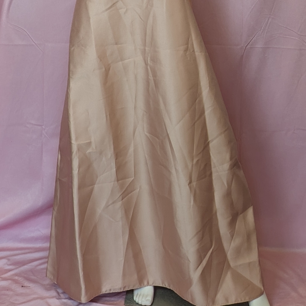 Alfred Sung Sateen Twill Strapless Notch Neck Bridesmaid Dress in Toasted Sugar - Picture 3 of 9